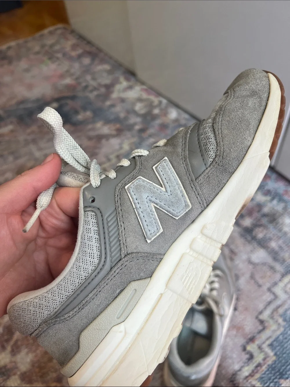 New Balance 997 Gray and White Athletic Sneakers